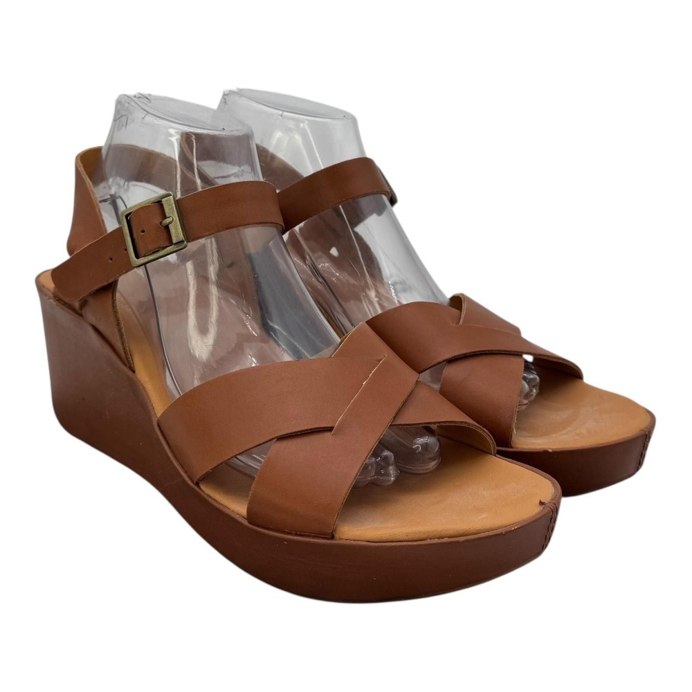 Korks By Kork Ease Sandals Womens 10 Wedge Leather‎ Danca Ankle Strap Platform